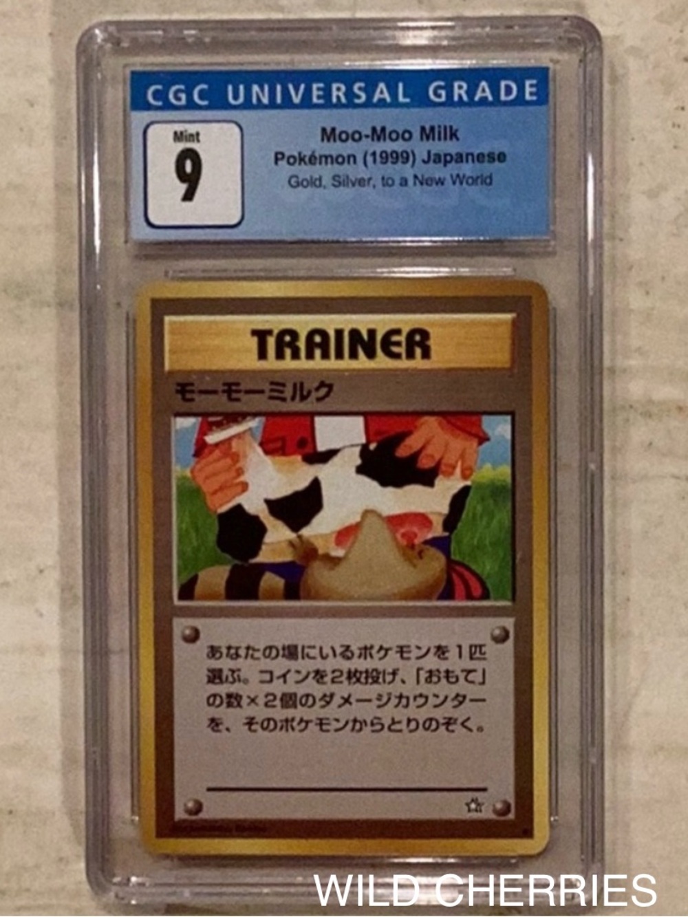 Moo-Moo Milk 1999 Japanese Banned Artwork Pokemon Gold Silver To New World CGC 9